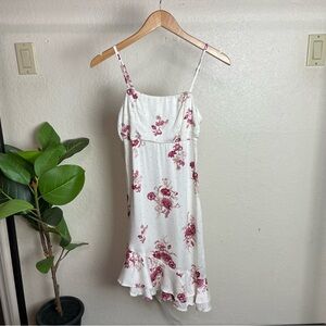 Live to Be Spoiled Floral Dainty Polka Dot Asymmetrical Mini Dress XS